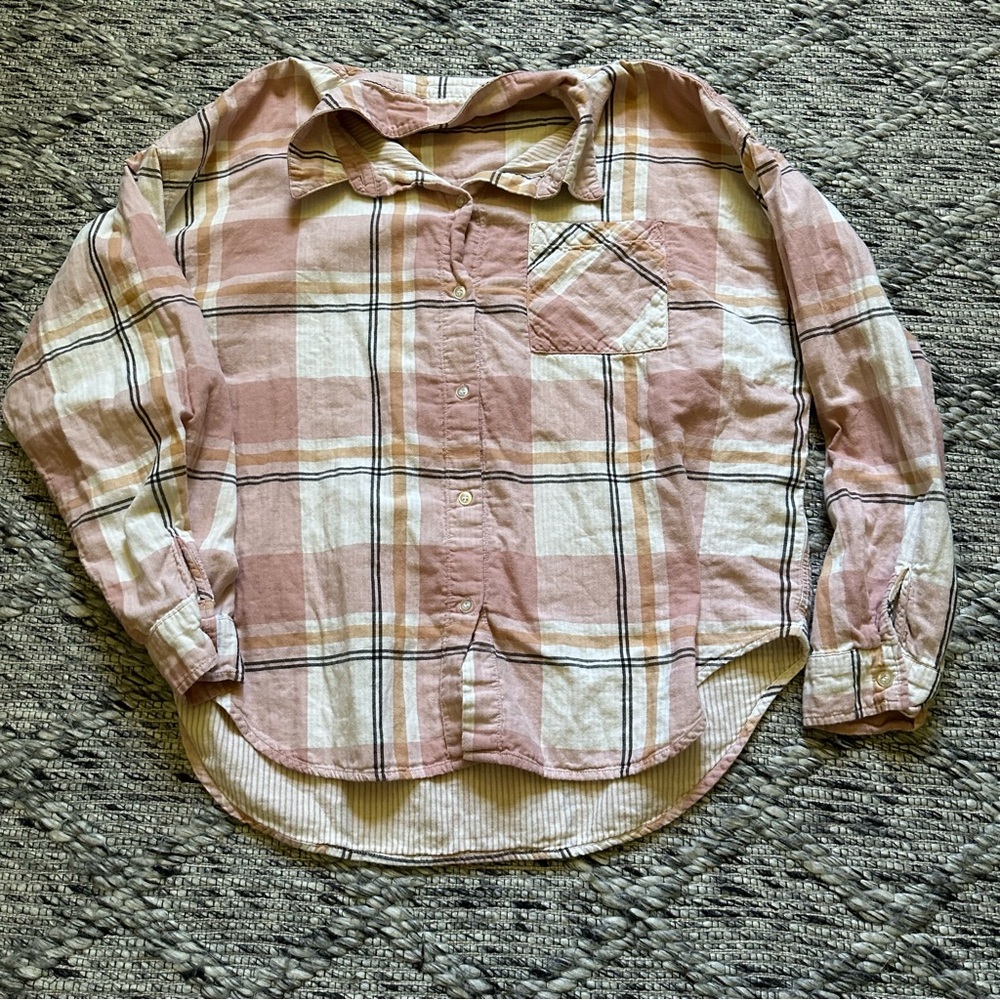 Z Supply Pink and White Button Down Shirt